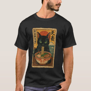 Grappige Ramen Kat Vintage Japanse Poster Stijl T-shirt