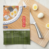 Grappige Ramen Noodle Bowl 2026 Kalender Theedoek (Quarter Fold)