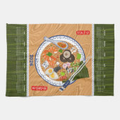 Grappige Ramen Noodle Bowl 2026 Kalender Theedoek (Horizontaal)