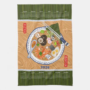 Grappige Ramen Noodle Bowl 2026 Kalender Theedoek