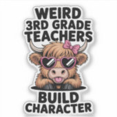 Grappige Rare Juf Groep 5 Bouwt Karakter Koe Sticker (Voorkant)