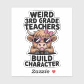 Grappige Rare Juf Groep 5 Bouwt Karakter Koe Sticker (Vel)