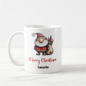 Grappige rare Kerstman Cartoon Koffiemok (Links)