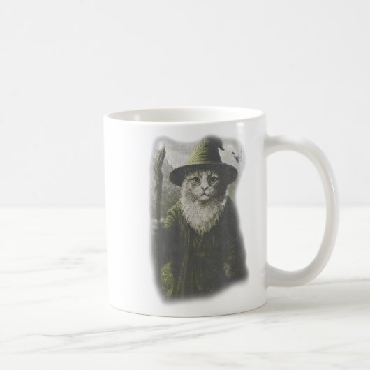 Grappige rare kitten tovenaar spook kat meme katda koffiemok (Rechts)