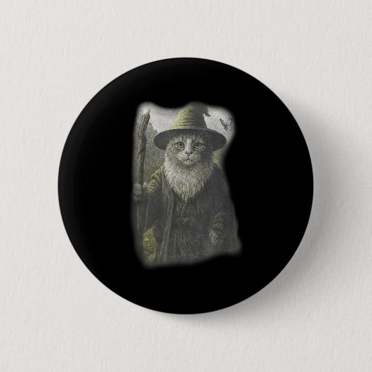 Grappige rare kitten tovenaar spook kat meme katda ronde button 5,7 cm (Voorkant)