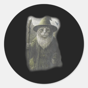 Grappige rare kitten tovenaar spook kat meme katda ronde sticker