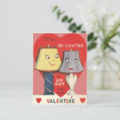 Grappige rare lamp licht hart Valentijn Feestdagenkaart (Staand voorkant)