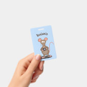 Grappige rat met camera cartoon illustratie badge (Handheld)
