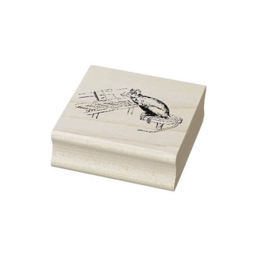 Grappige Rat op kruk Piano spelen Rubberstempel (Stempel)