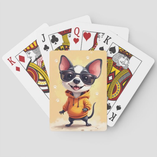 Grappige Rat Terrier Kawaii Hond Pokerkaarten (Achterkant)