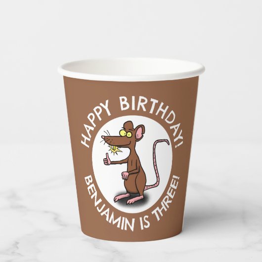 Grappige rattenduimen omhoog gepersonaliseerde car papieren bekers (Achterkant)