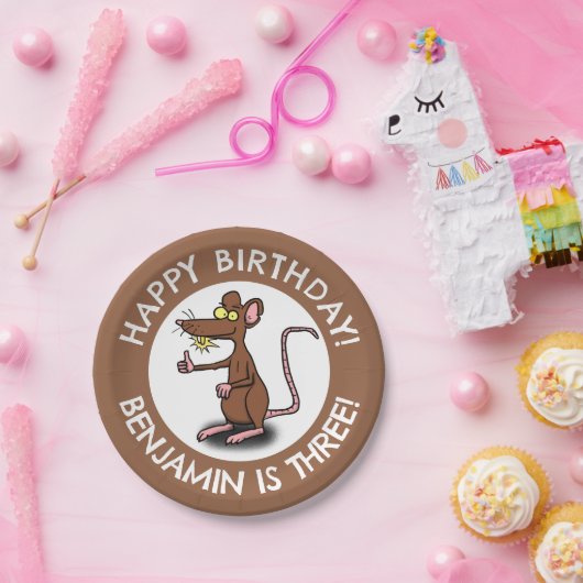 Grappige rattenduimen omhoog gepersonaliseerde car papieren bordje (Feest)