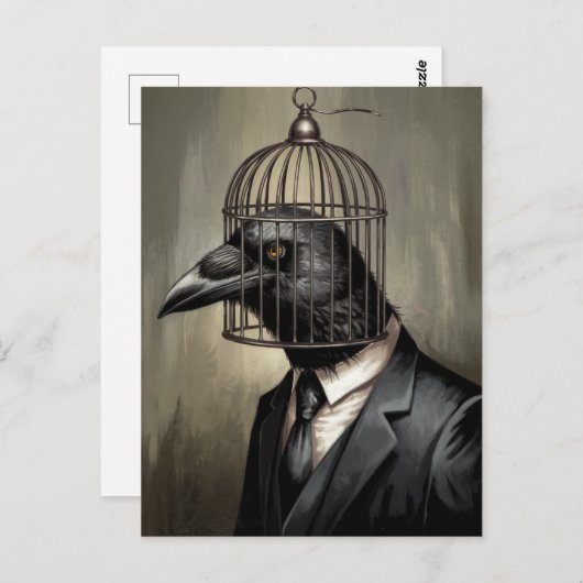 Grappige Raven in een business suit met een kooi h Briefkaart (Voorkant / Achterkant)