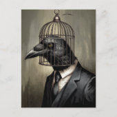 Grappige Raven in een business suit met een kooi h Briefkaart (Voorkant)