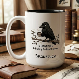 Grappige ravenvriend cadeau introvert chagrijnig v tweekleurige koffiemok