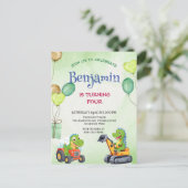 Grappige Rawr T-Rex dinosaurus tractor truck verja Briefkaart (Staand voorkant)