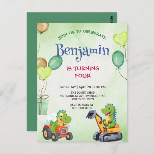 Grappige Rawr T-Rex dinosaurus tractor truck verja Briefkaart (Voorkant / Achterkant)