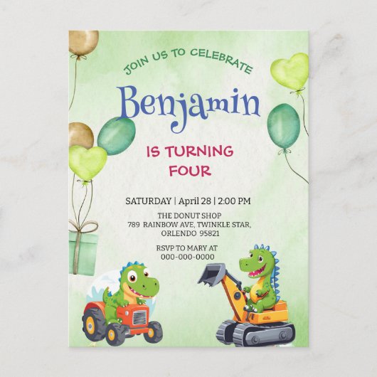 Grappige Rawr T-Rex dinosaurus tractor truck verja Briefkaart (Voorkant)