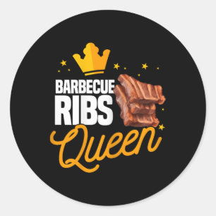 Grappige Rbarbecue Ribs Koningin Bbq Vlees Seizoen Ronde Sticker