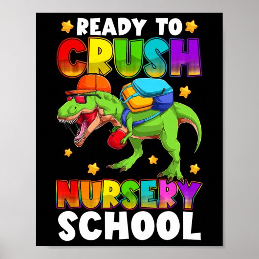 Grappige Ready To Crush-kleuterschool T Rex eerste Poster (Voorkant)