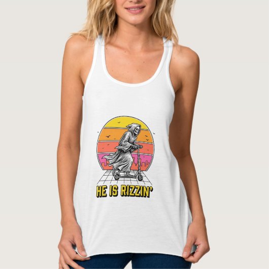 Grappige Reaper Scooter Vintage Sunset Shirt Ontwe (Voorkant)