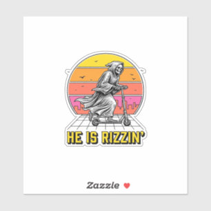 Grappige Reaper Scooter Vintage Sunset T-shirt Ont Sticker