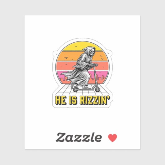 Grappige Reaper Scooter Vintage Zonsondergang Shir Sticker (Vel)
