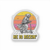 Grappige Reaper Scooter Vintage Zonsondergang Shir Sticker (Voorkant)