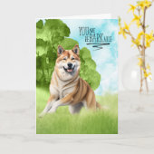 Grappige reBARKable Akita Hond Gefeliciteerd Kaart (Gele Bloem)