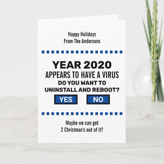 Grappige Reboot 2020 Computer Geek Virus Kerstmis Feestdagen Kaart (Voorkant)