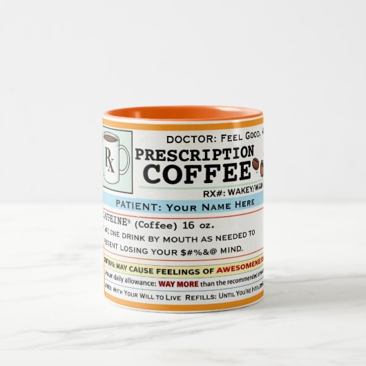 Grappige recept RX koffie aanpasbare mok (Center)