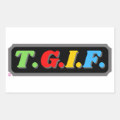 grappige rechthoekige sticker "TGIF" (Voorkant)