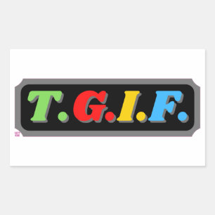 grappige rechthoekige sticker "TGIF"