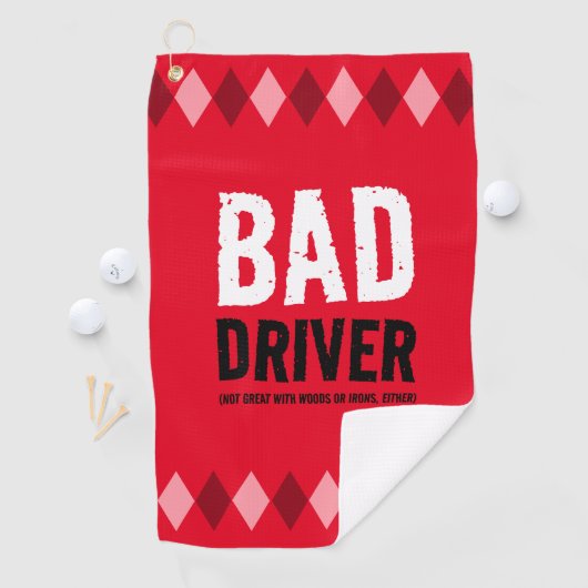 Grappige Red Argyle Bad Driver ... Golfhanddoek (Insitu)