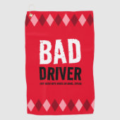 Grappige Red Argyle Bad Driver ... Golfhanddoek (Voorkant)