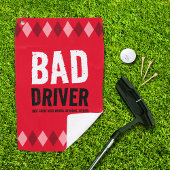 Grappige Red Argyle Bad Driver ... Golfhanddoek