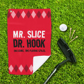 Grappige Red Argyle Mr. Slice en Dr. Hook ... Golfhanddoek