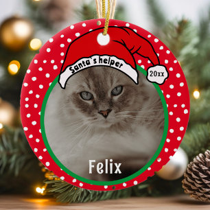 Grappige Red Santa`s helper foto aandenken Keramisch Ornament