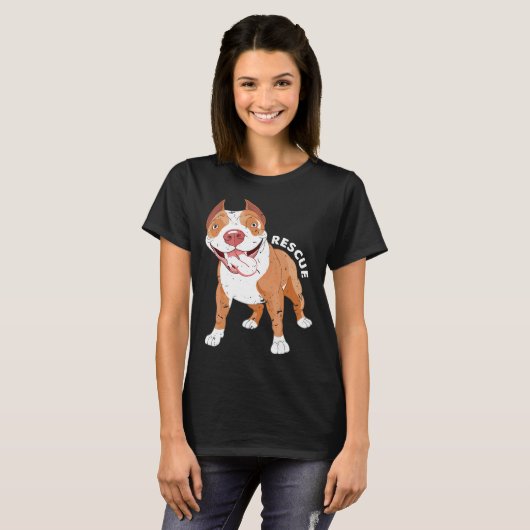 Grappige reddingshond pitbull mam kostuum adoptie  t-shirt (Voorkant volledig)