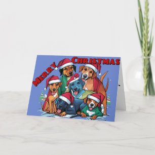 Grappige Reddingshonden in Santa Hats Kerst Abstra Kaart