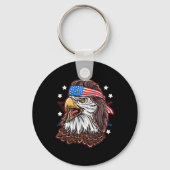 Grappige Redneck 80s Patriotic Proud Mullet Amerik Sleutelhanger (Voorkant)