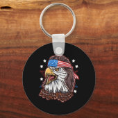 Grappige Redneck 80s Patriotic Proud Mullet Amerik Sleutelhanger (Voorkant)