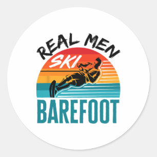 Grappige Refoot Waterskiën Skiër Echte Mannen Skië Ronde Sticker