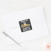 Grappige regel nummer 1 altijd baas up meme kat li vierkante sticker (Envelop)
