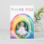 Grappige Regenboog Boog Foto Bedanktkaart Kaart (Staand voorkant)