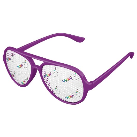 Grappige regenboog eenhoorn zwemmen sperma aviator zonnebril (Gekanteld)