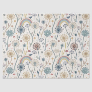 Grappige regenboog en botanische paardenbloemen (2 tissuepapier