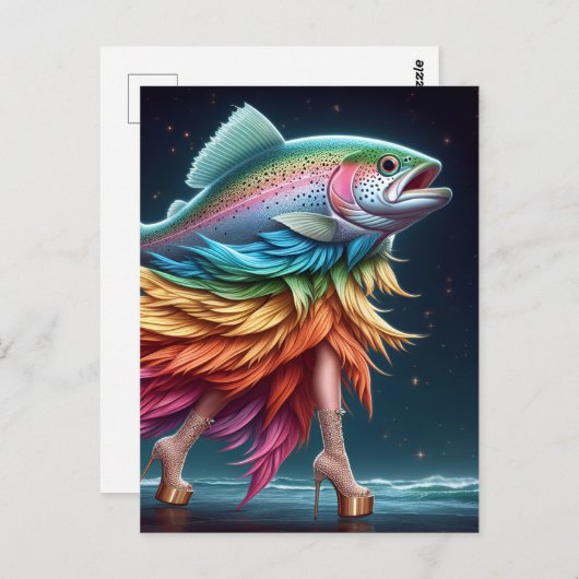 Grappige Regenboog Forel Vis Mode Briefkaart (Voorkant / Achterkant)