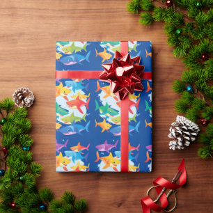 Grappige regenboog haai verjaardag ballon party Fa Cadeaupapier