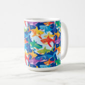 Grappige regenboog haai verjaardag ballon party Fa Koffiemok (Voorkant rechts)